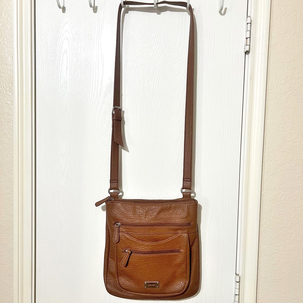Nine West Faux Leather Brown Crossbody Purse Boho Western Casual Work